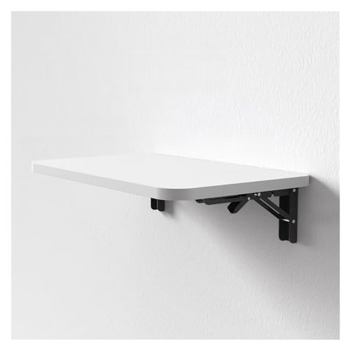 HEYDGBBZ An der Wand montierter Klapptisch, Hängender Büroschreibtisch for kleine Räume, Schwebender Schreibtisch mit zusammenklappbaren Halterungen, Klappbarer Esstisch(White,50x30CM) von HEYDGBBZ