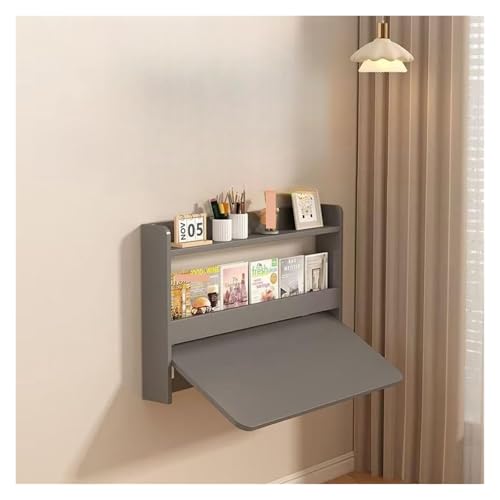 HEYDGBBZ An der Wand montierter Klapptisch, herunterklappbarer Laptop-Schreibtisch, platzsparender Tischarbeitsplatz mit Stauraum(Grey,60x46x60CM) von HEYDGBBZ