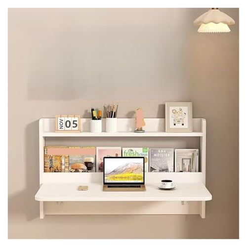 HEYDGBBZ An der Wand montierter Klapptisch, herunterklappbarer Laptop-Schreibtisch, platzsparender Tischarbeitsplatz mit Stauraum(White,60x46x60CM) von HEYDGBBZ