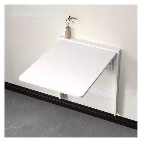 HEYDGBBZ An der Wand montierter Klapptisch, herunterklappbarer Wandschreibtisch for kleine Räume, schwebender Schreibtisch, funktionaler Hängetisch for das Home-Office(White,63x84x73CM) von HEYDGBBZ