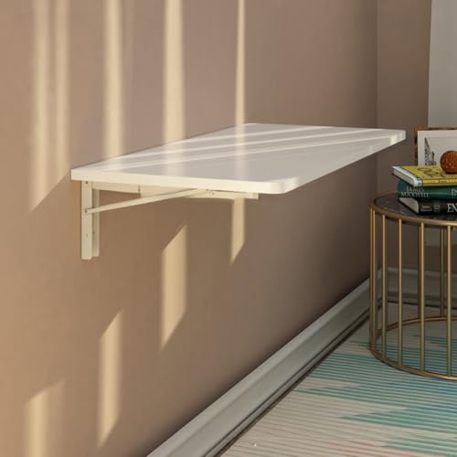 HEYDGBBZ An der Wand montierter Klapptisch, herunterklappbarer Wandschreibtisch for kleine Räume, zusammenklappbar mit Halterung for Wäscherei, Arbeitszimmer(White,37x75CM) von HEYDGBBZ