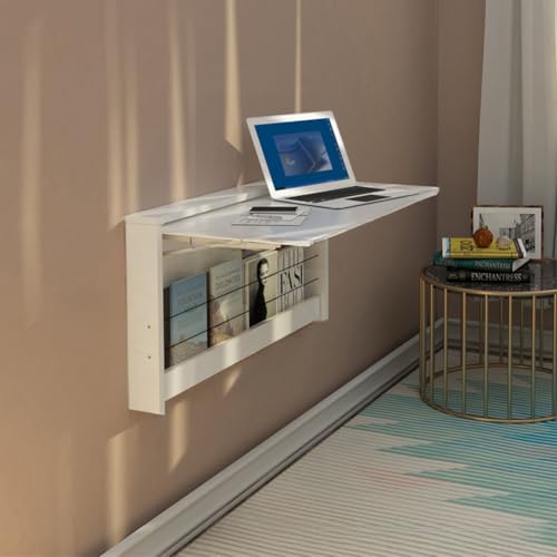 HEYDGBBZ An der Wand montierter Klapptisch, herunterklappbarer Wandschreibtisch for kleine Räume, zusammenklappbar mit Halterung for Wäscherei, Arbeitszimmer(White,42x60CM) von HEYDGBBZ