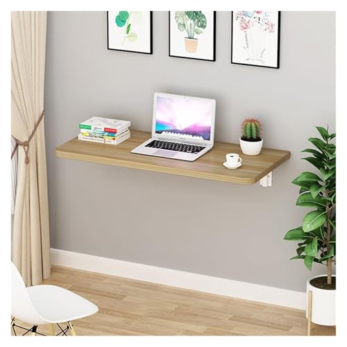 HEYDGBBZ An der Wand montierter Klapptisch, herunterklappbarer Wandschreibtisch mit Stauraum, schwebender Schreibtisch for kleine Räume, ausklappbarer Esstisch-Wäschetisch(Light Walnut,50x30CM) von HEYDGBBZ