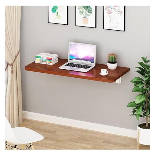 HEYDGBBZ An der Wand montierter Klapptisch, herunterklappbarer Wandschreibtisch mit Stauraum, schwebender Schreibtisch for kleine Räume, ausklappbarer Esstisch-Wäschetisch(Teak,60x30CM) von HEYDGBBZ