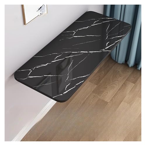 HEYDGBBZ An der Wand montierter Klapptisch, herunterklappbarer schwebender Esstisch for kleine Räume, Faltbarer Laptop-Küchentisch mit Halterungen(Black Stone,60x40CM) von HEYDGBBZ