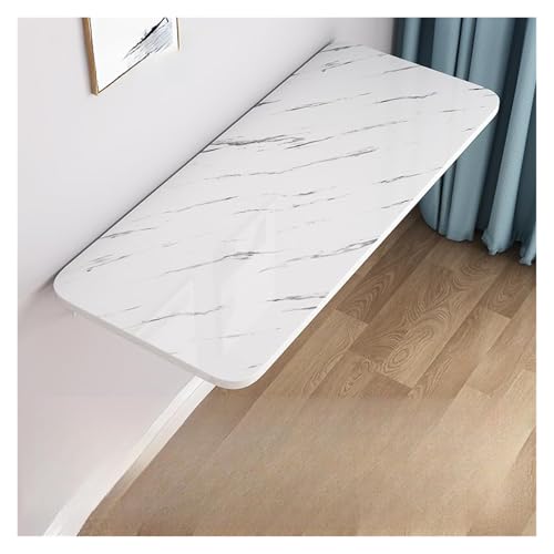 HEYDGBBZ An der Wand montierter Klapptisch, herunterklappbarer schwebender Esstisch for kleine Räume, Faltbarer Laptop-Küchentisch mit Halterungen(White Stone,40x25CM) von HEYDGBBZ