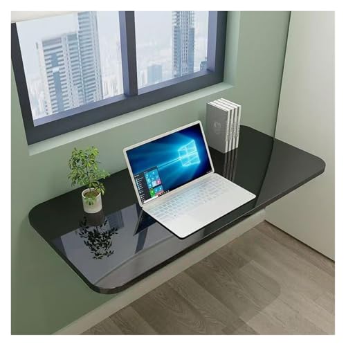 HEYDGBBZ An der Wand montierter Klapptisch, herunterklappbarer schwebender Tisch for kleine Räume, Laptop-Klapptisch mit Halterungen for die Essküche im Home-Office(Black,60x25CM) von HEYDGBBZ