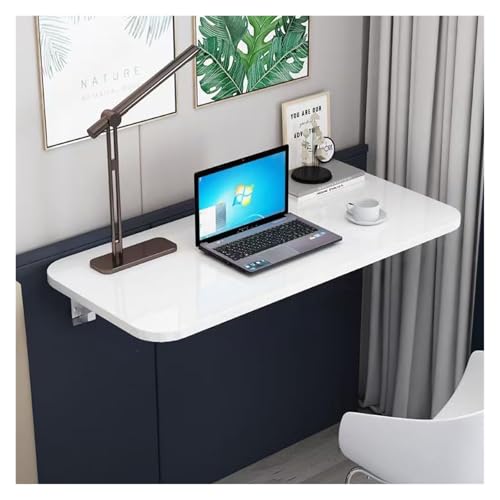 HEYDGBBZ An der Wand montierter Klapptisch, herunterklappbarer schwebender Tisch for kleine Räume, Laptop-Klapptisch mit Halterungen for die Essküche im Home-Office(White,60x30CM) von HEYDGBBZ