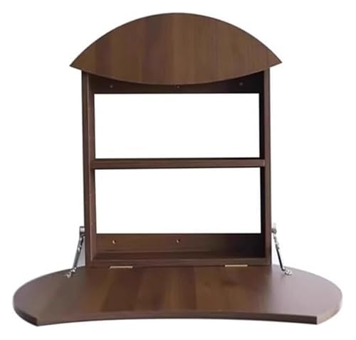 HEYDGBBZ An der Wand montierter Klapptisch, multifunktionaler herunterklappbarer Laptop-PC-Schreibtisch mit Ablagefächern, platzsparender Schminktisch(Walnut) von HEYDGBBZ