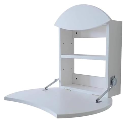 HEYDGBBZ An der Wand montierter Klapptisch, multifunktionaler herunterklappbarer Laptop-PC-Schreibtisch mit Ablagefächern, platzsparender Schminktisch(White) von HEYDGBBZ