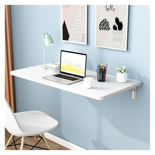 HEYDGBBZ An der Wand montierter Klapptisch, platzsparender mit Klappfunktion, Laptop-Schreibtisch, schwebender Esstisch Halterungen for die Küche im Home Office(White,50x30CM) von HEYDGBBZ