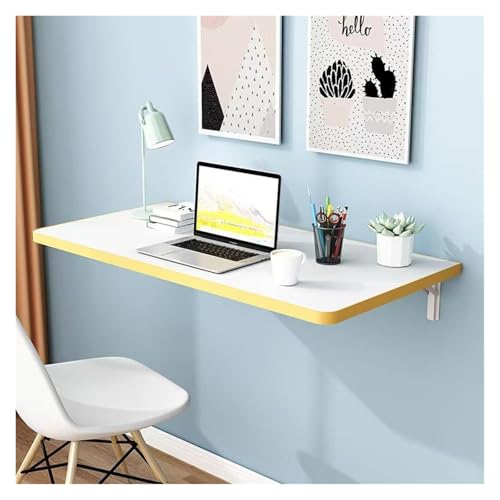 HEYDGBBZ An der Wand montierter Klapptisch, platzsparender mit Klappfunktion, Laptop-Schreibtisch, schwebender Esstisch Halterungen for die Küche im Home Office(Yellow,50x20CM) von HEYDGBBZ