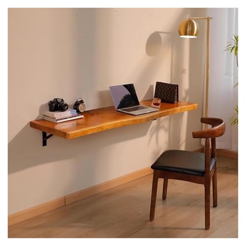 HEYDGBBZ An der Wand montierter Klapptisch, schwebender, klappbarer Schreibtisch aus Massivholz mit Klappblatt, herunterklappbarer(100x45x5CM) von HEYDGBBZ