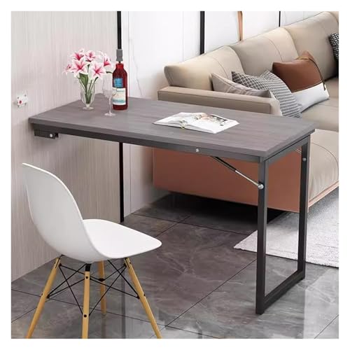 HEYDGBBZ An der Wand montierter Klapptisch, schwebender Laptop-Schreibtisch mit Klappblatt, herunterklappbarer Mehrzweck-Esstisch for die Wäscherei, das Home Office(Grey2,120x60x75CM) von HEYDGBBZ