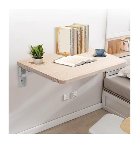 HEYDGBBZ An der Wand montierter Klapptisch, schwebender Schreibtisch aus Kiefernholz, Laptop-Arbeitsschreibtisch mit Halterungen(40x25CM) von HEYDGBBZ