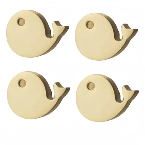 HEYDGBBZ Antike Messing Schubladengriffe, Küchenschrankknöpfe, 4 Stück Kleiderschrank Goldtür Messing Einzelloch Kleiner Fischgriff Schrank Schubladengriff Kupferfarbe(Copper color) von HEYDGBBZ