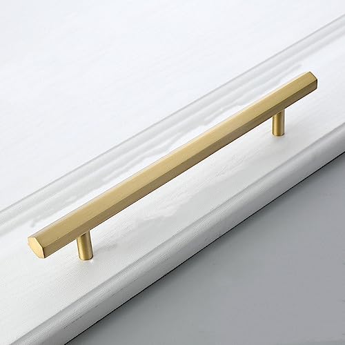 HEYDGBBZ Antike Messing Schubladengriffe, Schrank- und Schubladenknöpfe, Sechseck Messing Schrankknöpfe und Griffe Möbelgriffe Küchengriffe Gold Schubladenknöpfe Kupfer Schrankknöpfe(Ctc 160mm) von HEYDGBBZ