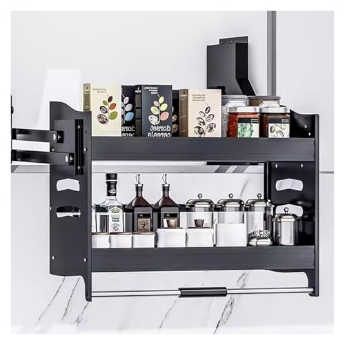 HEYDGBBZ Ausziehbare Aufbewahrung for die Küche, 2-stufiges herunterziehbares Wandregal, Küchenschrankregal, oberer Wandschrank-Aufbewahrungsorganisator(400mm) von HEYDGBBZ