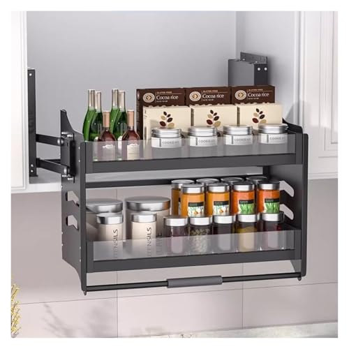 HEYDGBBZ Ausziehbare Aufbewahrung for die Küche, Schrank-Organizer, 2-stufiges herunterziehbares Küchenschrank-Organizer-System, platzsparendes, Regal im Inneren for hohe Schränke(41x26x53cm) von HEYDGBBZ