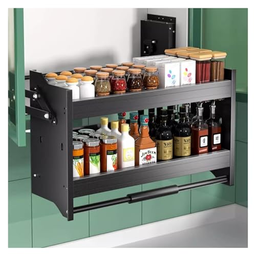 HEYDGBBZ Ausziehbarer Küchenspeicher, herunterziehbarer Schrank, an der Wand montiertes Rollo-Herunterziehgeschirr- und Gewürzregalsystem for die Küchenaufbewahrung(650mm) von HEYDGBBZ