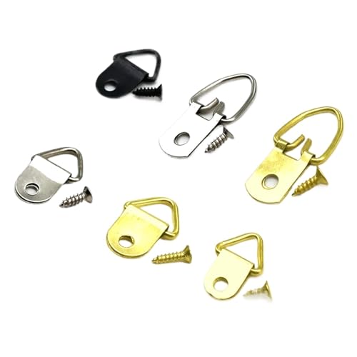 HEYDGBBZ Bilderaufhängeset für Wanddekoration, 200 Stück Nägel, Spiegelrahmenaufhänger, Kunstwerk, Fotohaken mit Schrauben(B golden 13x23mm) von HEYDGBBZ