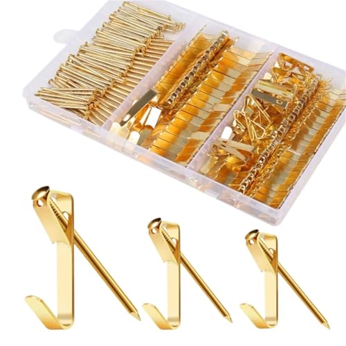 HEYDGBBZ Bilderaufhängeset für Wanddekoration, 3 Hakensets, inkl. 20lb/30lb/50lb(Gold) von HEYDGBBZ