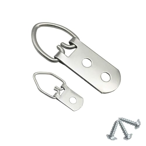HEYDGBBZ Bilderaufhängeset für Wanddekoration, zwei D-Ring-Aufhänger mit Doppellöchern und Schrauben, D-Ring-Haken, Nägel(E package) von HEYDGBBZ
