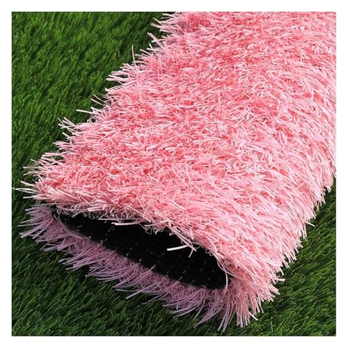 HEYDGBBZ Kunstrasenmatte mit Drainagelöchern for Haustierspielplätze, verschleißfeste, rutschfeste Gartenrasenrolle, Florhöhe 2,5 cm, Farbe Rosa(31.4X 74.8(in)) von HEYDGBBZ