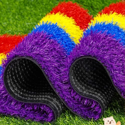 HEYDGBBZ Kunstrasenteppich for Spielplatz, buntes Gleisdesign, 3 cm dick(6.6 * 9.9ft) von HEYDGBBZ