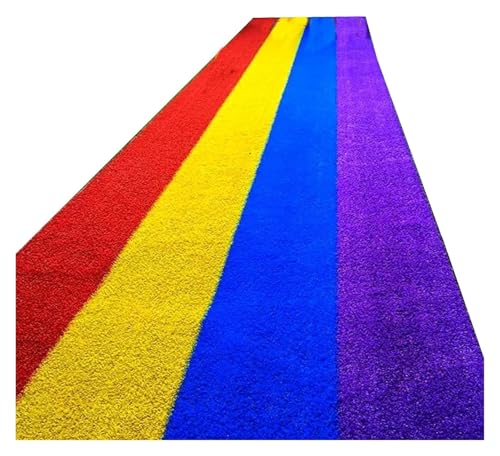 HEYDGBBZ Regenbogen-Kunstrasen-Spielplatzteppich for den Außenbereich, farbenfroher Kunstrasen for Start- und Landebahnen, verdickter verschlüsselter Simulationsrasen(2 * 1.5m) von HEYDGBBZ