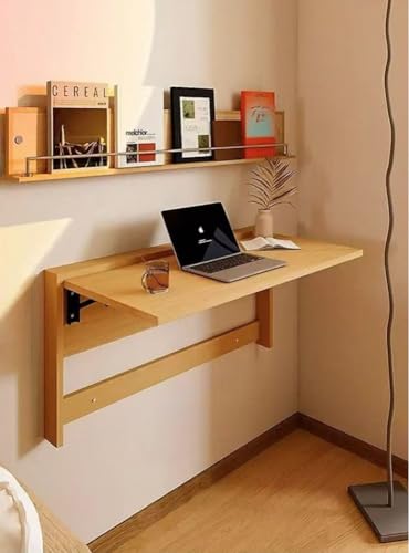 HEYDGBBZ Wandklapptisch, Klapptisch, Wandschwebender Schreibtisch mit Halterungen, platzsparender Hängeschreibtisch for Home Office, Wäscherei, Arbeitszimmer(Wood,60x42CM) von HEYDGBBZ