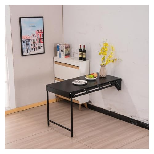 HEYDGBBZ Wandklapptisch, Multifunktionaler Schreibtisch und Regal, Esstische mit Ablage, for kleine Räume(Black Walnut) von HEYDGBBZ