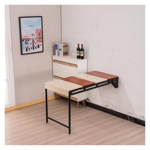 HEYDGBBZ Wandklapptisch, Multifunktionaler Schreibtisch und Regal, Esstische mit Ablage, for kleine Räume(Maple+Walnut) von HEYDGBBZ