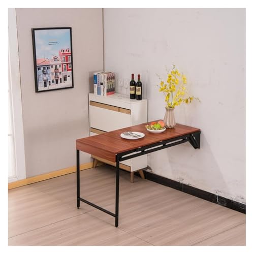 HEYDGBBZ Wandklapptisch, Multifunktionaler Schreibtisch und Regal, Esstische mit Ablage, for kleine Räume(Walnut) von HEYDGBBZ