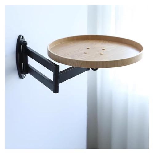 HEYDGBBZ Wandklapptisch, runder klappbarer Wandtisch mit einziehbarer Ablage, klappbare Couchtische am Bett, Schreibtischtische aus Holz(Oak) von HEYDGBBZ