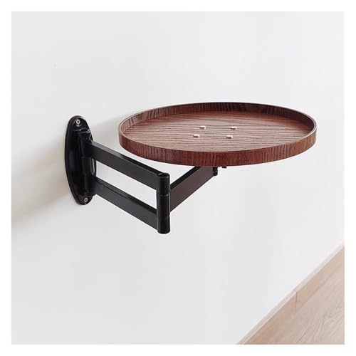 HEYDGBBZ Wandklapptisch, runder klappbarer Wandtisch mit einziehbarer Ablage, klappbare Couchtische am Bett, Schreibtischtische aus Holz(Walnut) von HEYDGBBZ