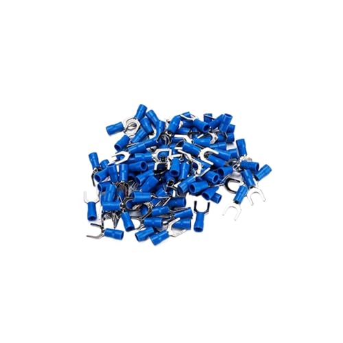 Isolierte Crimp-Flachstecker, Drahtverbinder, 200-teiliges U-Typ-Steckverbinder-Kit, Gabel-Elektroanschluss SV3.5-4 für Anschließen verschiedener Kabel und Drähte(Blue) von HEYDGBBZ