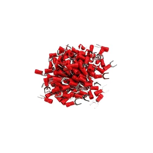 Isolierte Crimp-Flachstecker, Drahtverbinder, 200-teiliges U-Typ-Steckverbinder-Kit, Gabel-Elektroanschluss SV3.5-4 für Anschließen verschiedener Kabel und Drähte(Red) von HEYDGBBZ