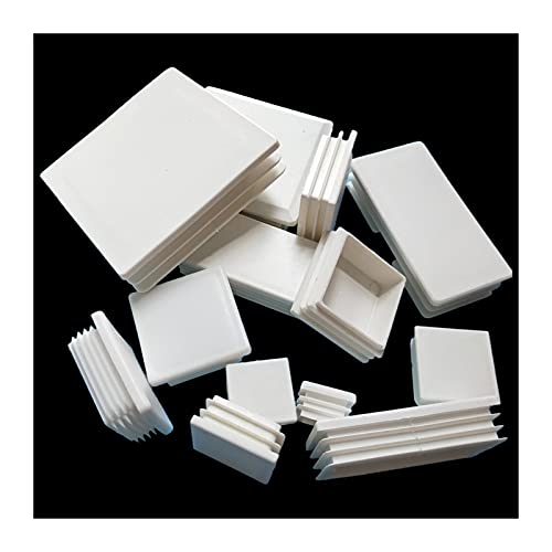 Seilring-Kit, Löcher mit Gummihand 2 Stück weiße rechteckige Endkappen aus Kunststoff, Rohreinsätze, Stopfen aus Stahl (Farbe: 2 Stück, Größe: 50 x 50 mm)(Size:20x40mm) von HEYDGBBZ