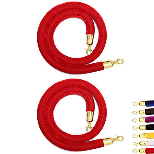 Seilschutz, Massenkontrolle Seil 1/1,5/2/2,5/3/3,5/4 m langes Samtseil zur Massenkontrolle for Massenkontrolle/Warteschlangenbarrieren/Hotels, 2er-Pack Bühnenseile (Farbe: Rot, Größe: 1 m/3,3 Fuß) (Ro von HEYDGBBZ