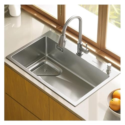 Tragbare Spüle, Wohnmobilspüle mit Wasserhahn und Abflussgarnitur, Einbau- oder Unterbauspüle, quadratische Küchenspüle Einzelbecken, Edelstahl 304, Bar-Vorbereitungsspüle(60x45x21cm) von HEYDGBBZ