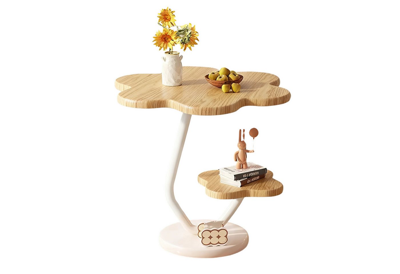 HEYHIPPO Beistelltisch Beistelltisch 40×60 cm, 2-stufig, moderner Couchtisch mit Metallrahmen (Stabiler mit Metallrahmen, vielseitig für Wohnzimmer & Schlafzimmer), Moderner Couchtisch in Blütenblattform,stabiler Metallrahmen,2-stufig von HEYHIPPO