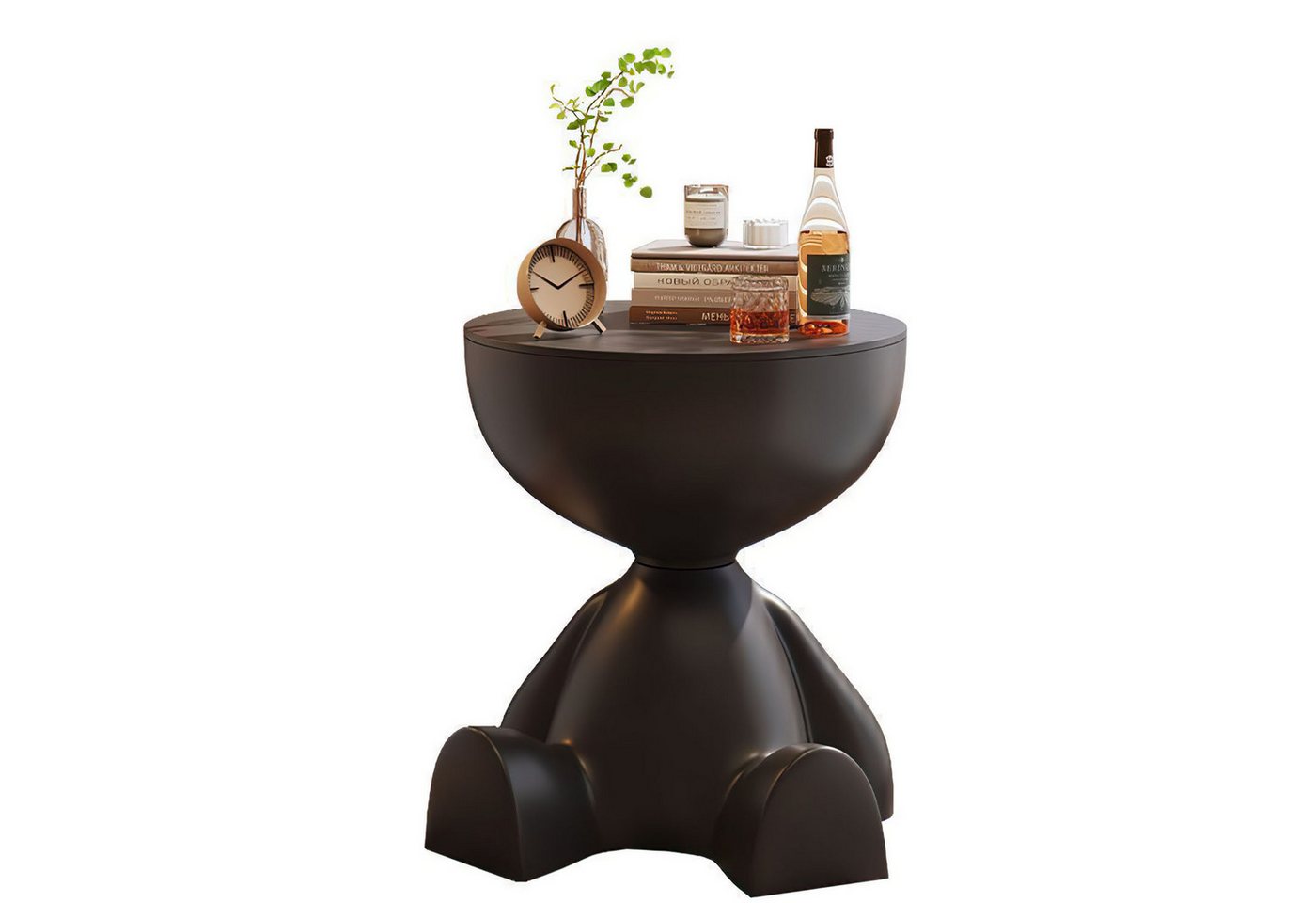 HEYHIPPO Beistelltisch Mini-Beistelltisch,runder Couchtisch,L36× H41cm, PP-Material,Ornamente (Dekorativer Mini-Tisch in Skulpturform – Blickfang für jeden Raum), Kreativer Couchtisch mit runder Tischplatte – Ideal fürs Wohnzimmer von HEYHIPPO