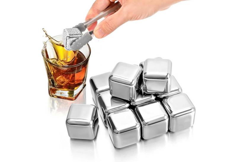 HEYHIPPO Eiswürfelform 304 Eiswürfel aus Edelstahl, 12 quadratische 2,7 cm Eiswürfelformen, (12 Edelstahl-Eiswürfel), Whisky-Kühlwürfel aus Edelstahl, lebensmittelecht, wiederverwendbar von HEYHIPPO