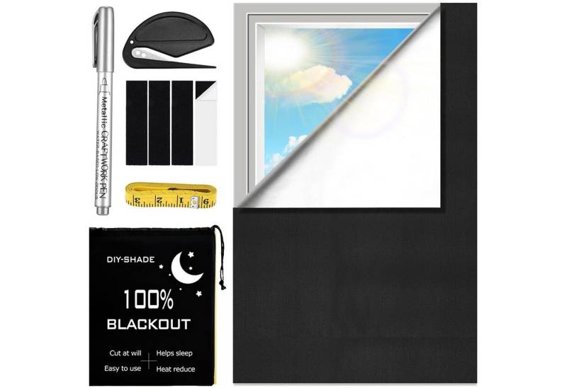 HEYHIPPO Verdunkelungsvorhang Verdunkelungsvorhänge, Sonnenschutz für Fenster, tragbare Reiserollos, Sonnenschutzrollo zum Selbstkleben,ohne Bohren,zuschneidbar 145x300cm von HEYHIPPO