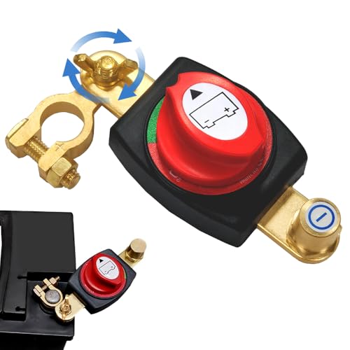 Batteriehauptschalter, 180° Einstellbarer Autobatterie Trennschalter, Trennschalter Wasserdicht, Batterieschalter Auto Batterie Trennschalter 12V-48V für Auto Motorrad Marine Boat Caravan Yacht Bus von HEYIDAMAI