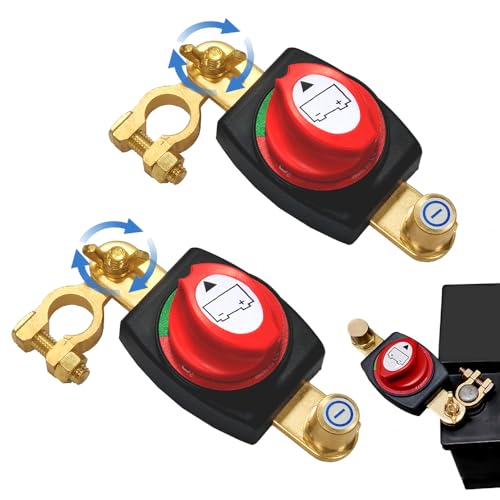 Batteriehauptschalter, 180° Einstellbarer Autobatterie Trennschalter Wasserdicht, Batterieschalter Auto Batterie Trennschalter 12V-48V für Auto Motorrad Marine Boat Caravan Yacht Bus von HEYIDAMAI