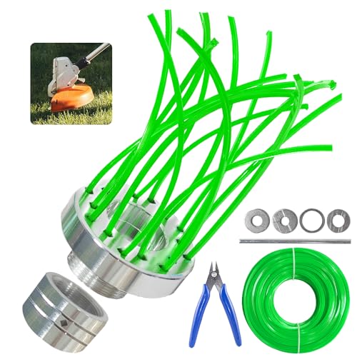 HEYIDAMAI Unkrautbürste für Freischneider, Unkrautbürste für Motorsense Aluminium, Rasentrimmer Unkrautbürste, Universal Wildkrautbürste, inkl 30m Nylon Faden Wildkrautbürste & Freischneider Zubehör von HEYIDAMAI