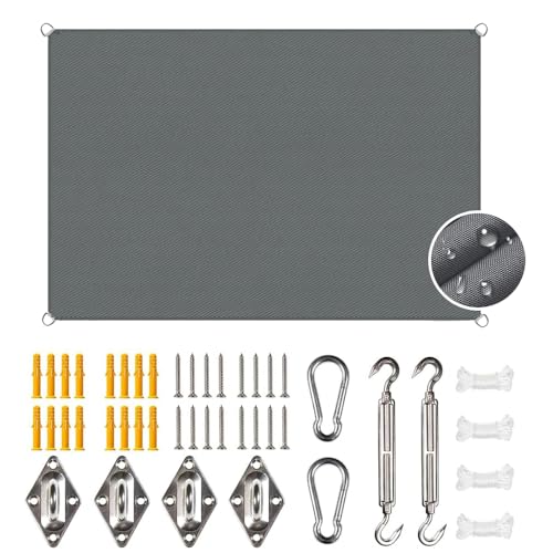 Sonnensegel 3x4m Wasserdicht, Sonnensegel mit ösen, Sonnensegel Balkon, Sonnensegel Rechteck mit Befestigung Set von HEYIDAMAI