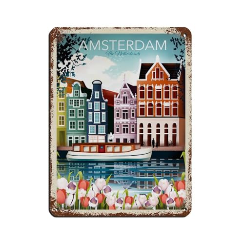 HEYKYY Amsterdam Vintage Retro Reiseposter Blechschild Vintage Metall Pub Club Cafe Bar Home Wandkunst Dekoration Poster Retro-Stil 30 x 40 cm HEYKYY Amsterdam Vintage Retro Reiseposter Blechschild Vintage Metall Pub Club Cafe Bar Home Wandkunst Dekoration Poster Retro-Stil 30 x 40 cm von HEYKYY
